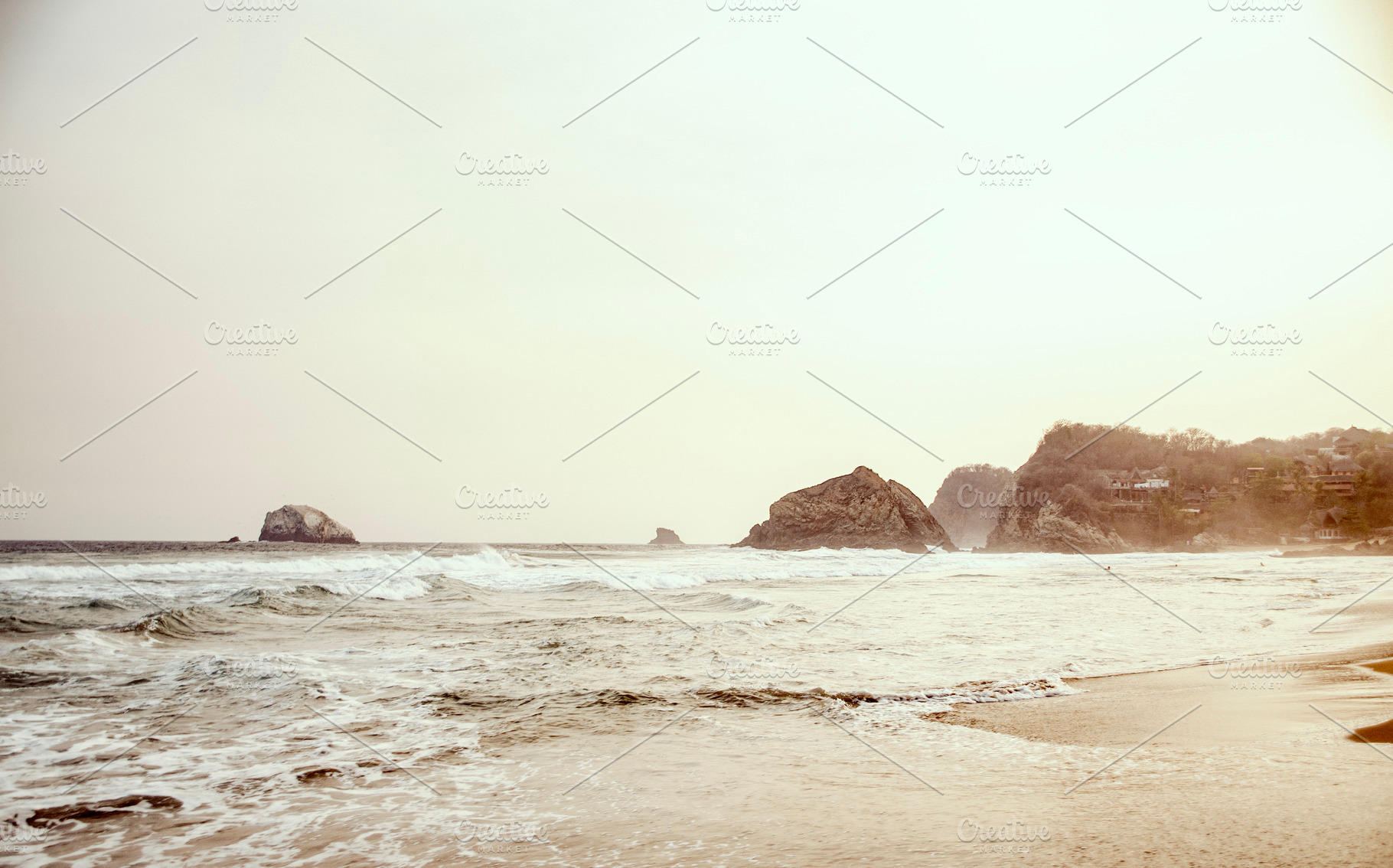 Dreamy sundown beach scene, a Nature Photo by MUSTERIUM