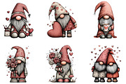 Whimsical Valentine's Gnome Clipart, an Illustration by CraftArtStudio (Thumbnail 4 of 6)