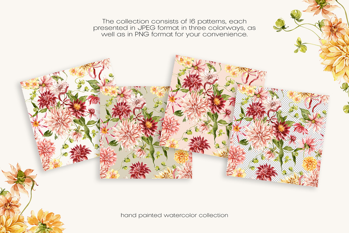 Dahlia Watercolor Collection, a Decorative Illustration by ArtMaslyana (Photo 10 of 15)