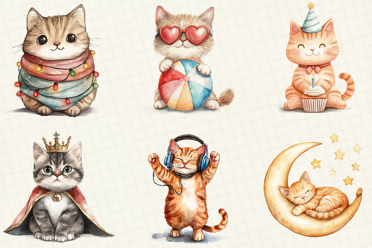 Cute Cat Sublimation Clipart, an Illustration by OK Design (Photo 5 of 5)