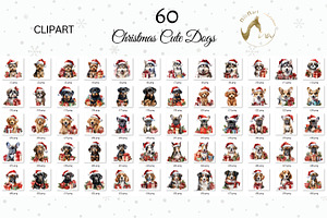 Christmas Dogs Clipart Bundle