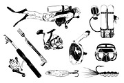 Fishing hand drawn logo elements, an Animal Illustration by Akimo Mia (Thumbnail 2 of 5)