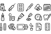 Hand Drawn Medical Supplies Clipart, an Illustration by designvectx (Thumbnail 2 of 3)