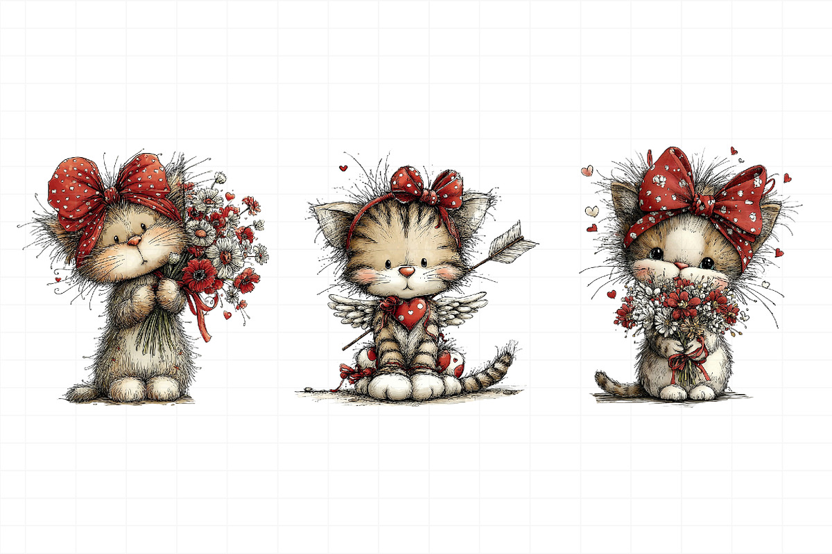 Whimsical Valentine Cat Clipart Bund, an Illustration by Daily.Designs (Photo 5 of 8)