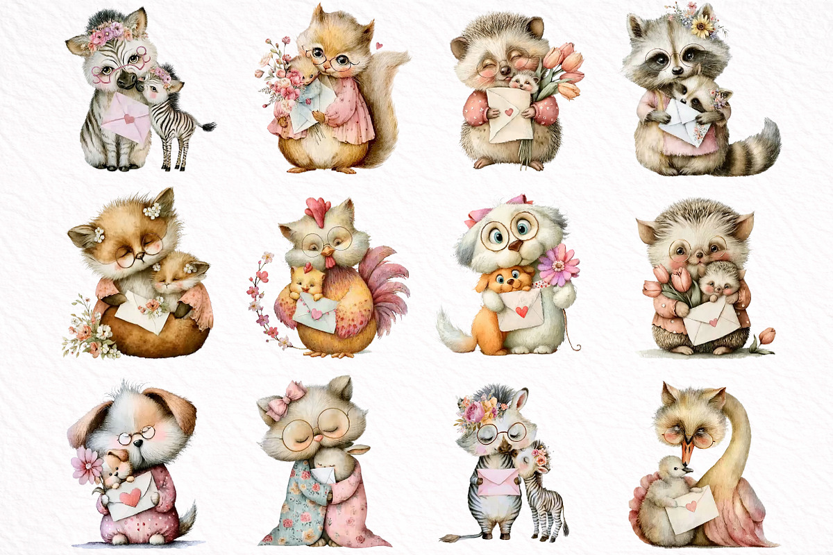 Mother's Day Animals Clipart, an Illustration by DreamArtGraphic (Photo 8 of 8)