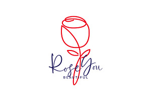 Flower Rose Continuous Line Logo