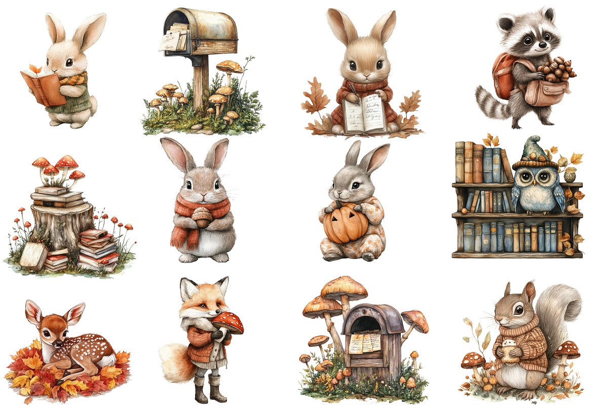 Watercolor Woodland Clipart, an Illustration by Designworld (Photo 2 of 5)