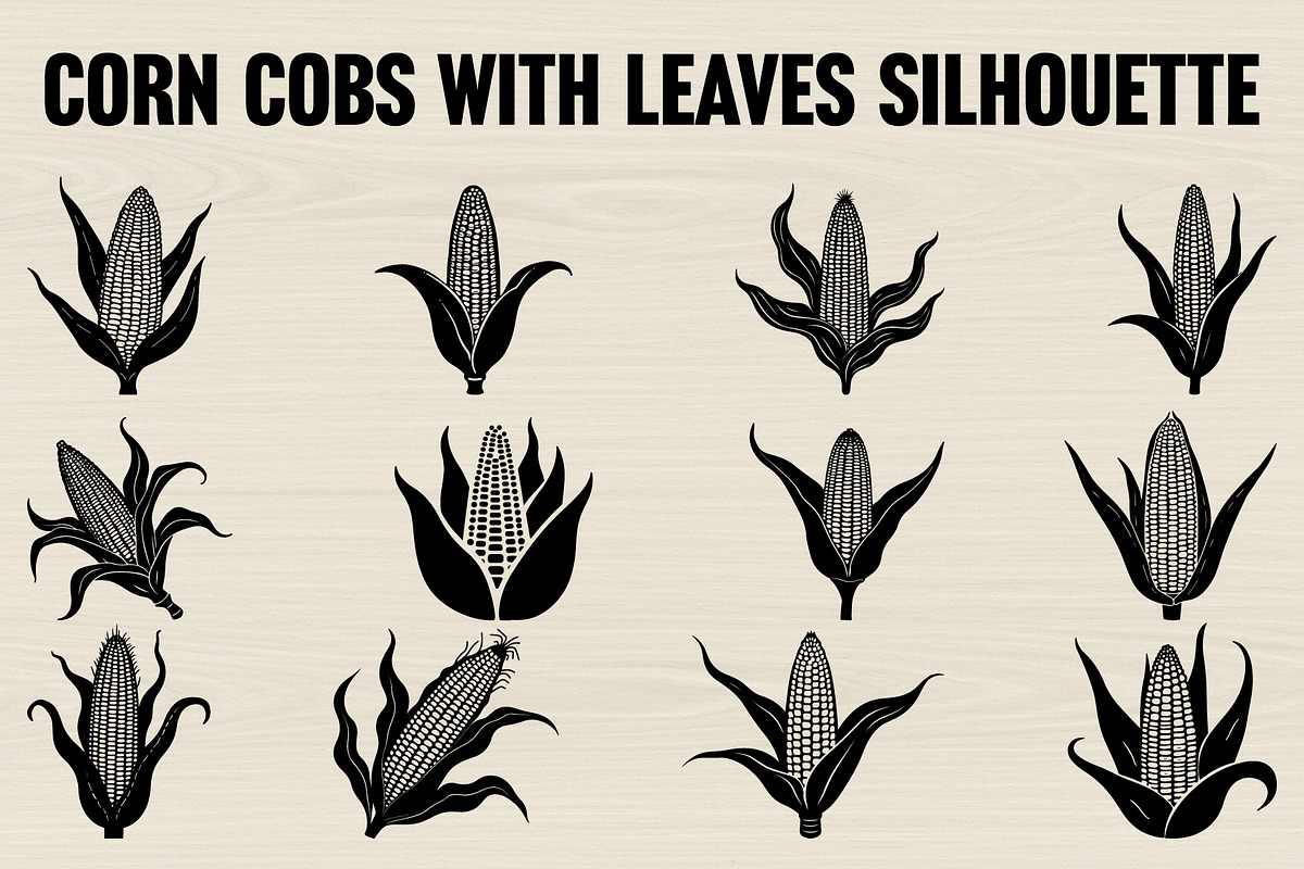Vintage Corn Cob Silhouette Design, an Illustration by Designer_Momina