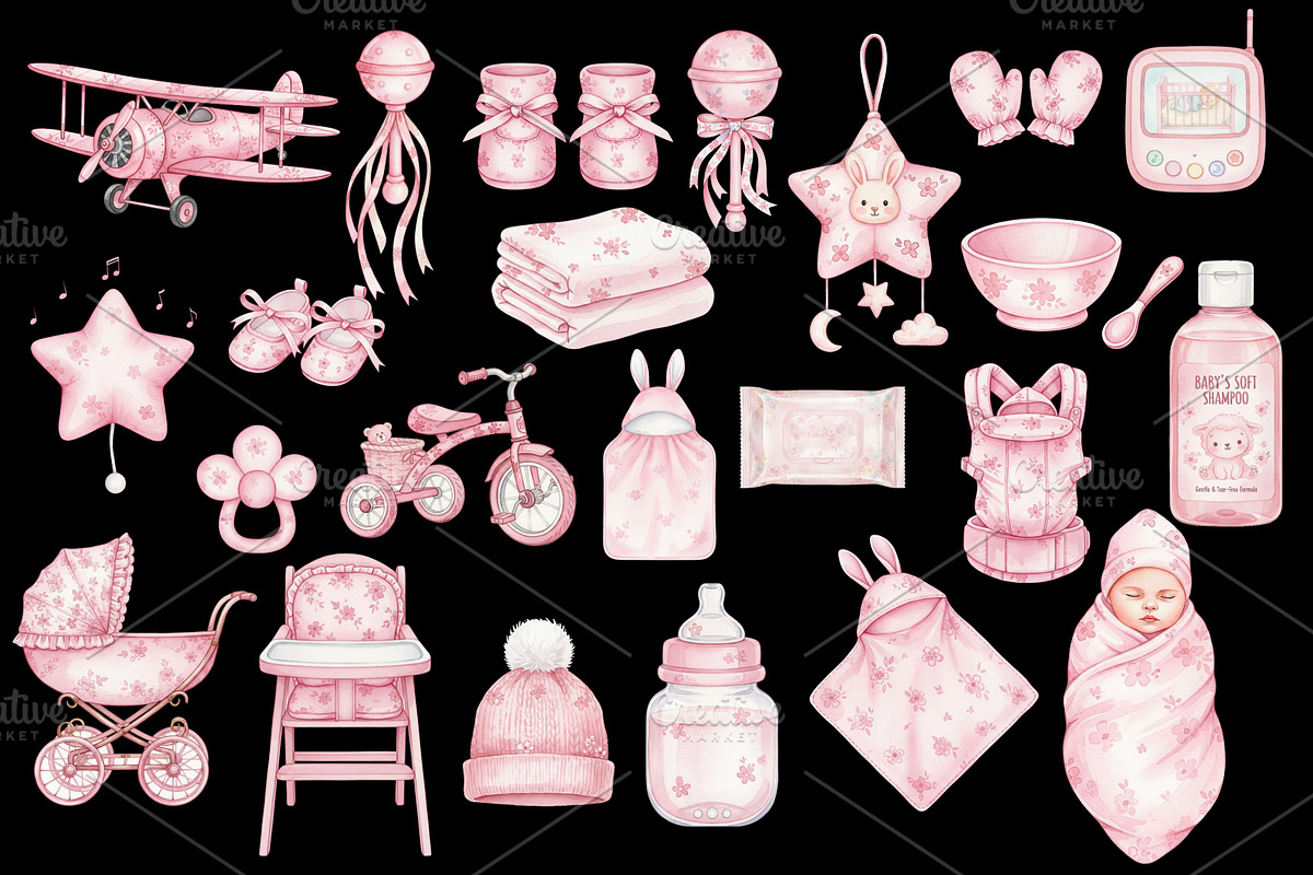 Coquette Baby Girl Nursery Clipart, an Illustration by Stellalunarts (Photo 3 of 3)