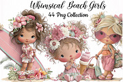 Whimsical Summer Beach Girls Clipart, an Illustration by DreamCafeArt (Thumbnail 1 of 7)