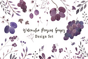 Watercolor Persian Grapes, an Object Graphic by Zahra Makes (Thumbnail 1 of 3)