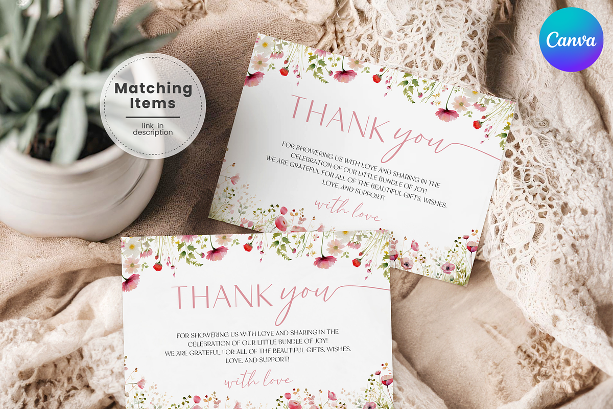 Baby in Bloom Thank You Card Mockup, an Invitation Template by Digital_Mind (Photo 1 of 5)