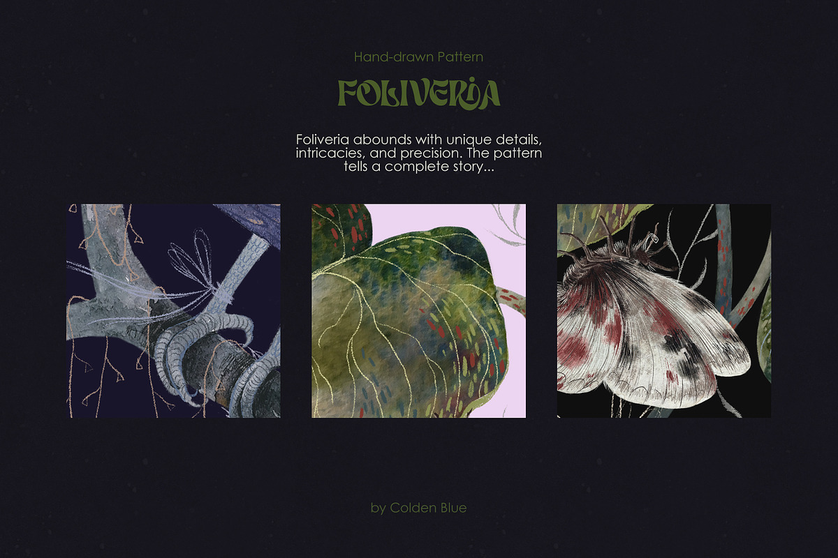 Foliveria. Hand-drawn Floral Pattern, a Pattern Graphic by Colden Blue (Photo 6 of 15)