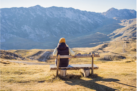 Montenegro. Woman tourist on the, a Nature Photo by Elizaveta Galitskaya