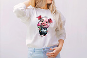 Quirky Valentine Pig Clipart, an Illustration by SVGArt (Thumbnail 2 of 8)