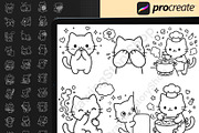 130 Procreate Cute Kawaii Cat Stamps, a Brush Add-On by DrawingStoryShop (Thumbnail 2 of 6)