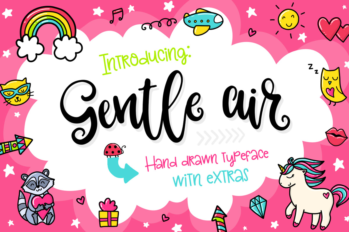 Gentle Air Typeface with Extras, a Script Font by Velliniki (Photo 1 of 6)