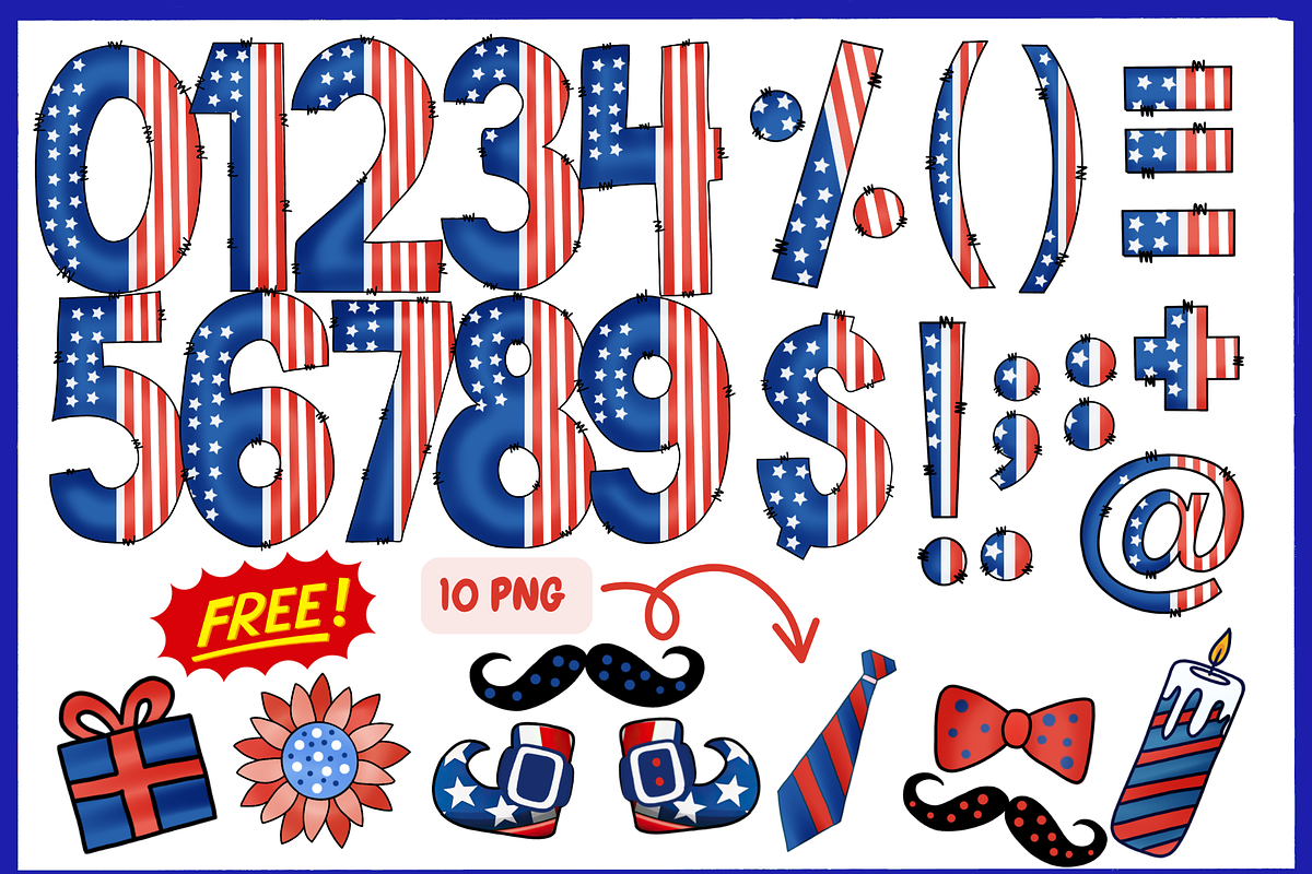 Independence Day-PNG fonts, a Symbol Font by It me digital art (Photo 3 of 6)