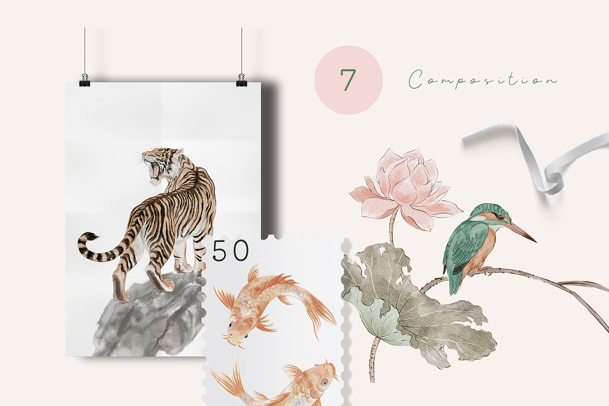 Japanese Watercolor Clipart, an Object Graphic by mila_leev (Photo 3 of 9)
