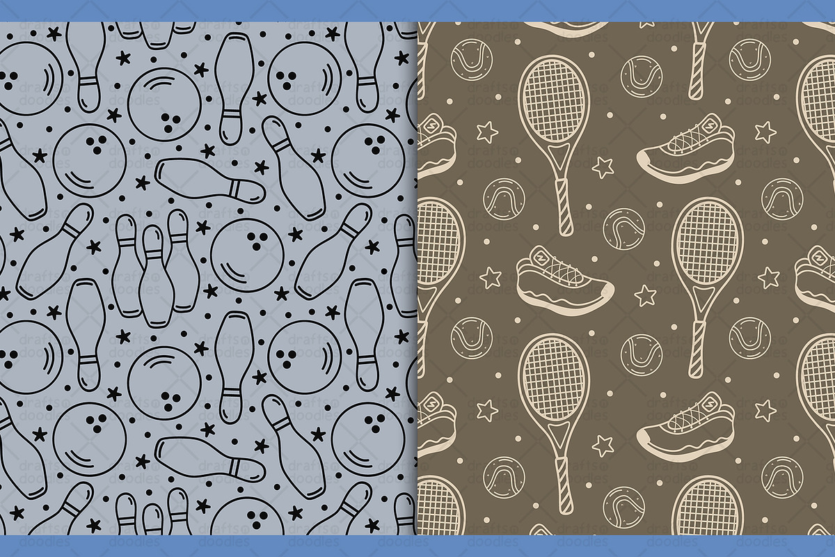 Sports Equipment Line Art Patterns, a Pattern Graphic by Drafts n Doodles (Photo 5 of 9)