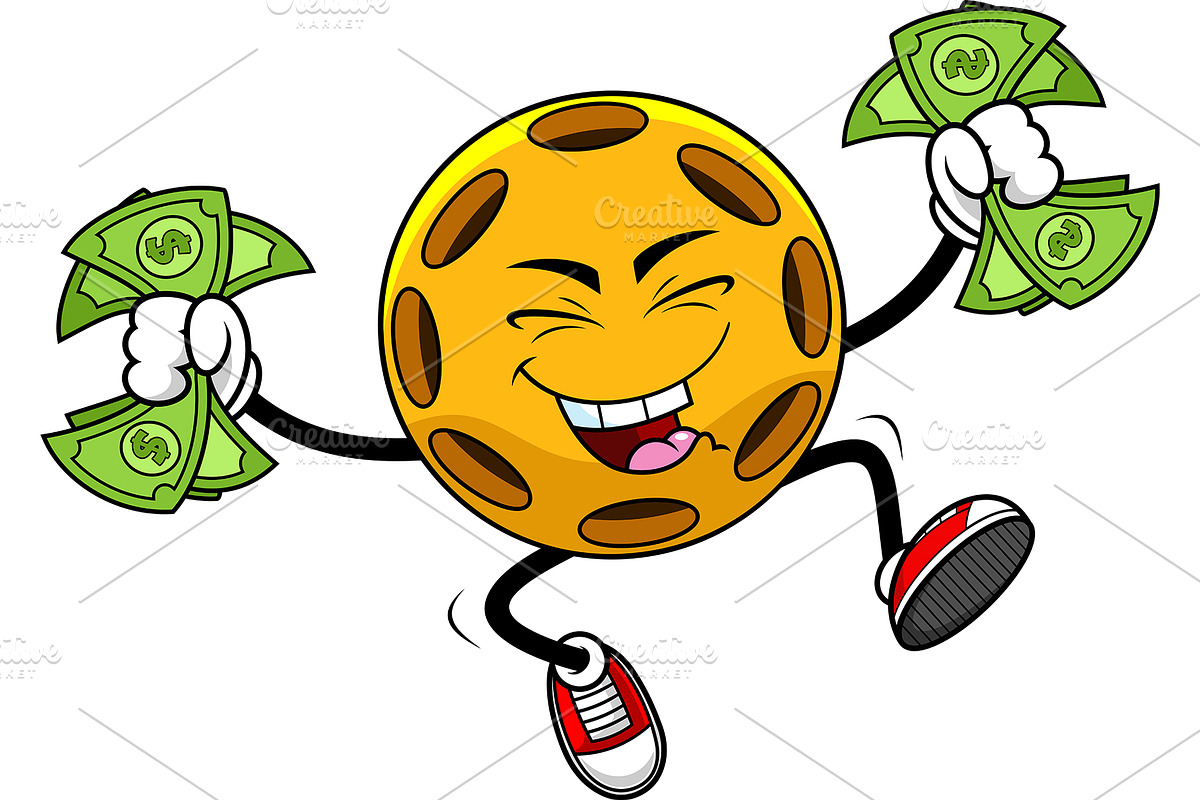 Happy Pickleball Holding Money, an Illustration by HitToon