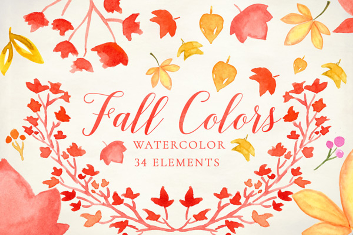 Watercolor Fall Colors Clipart SET, an Illustration by Essem Creatives (Photo 1 of 4)