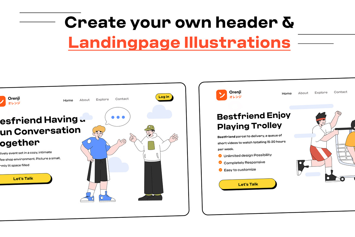Friendship 2D Illustration Pack, a Person Illustration by orenjidesign (Photo 6 of 8)