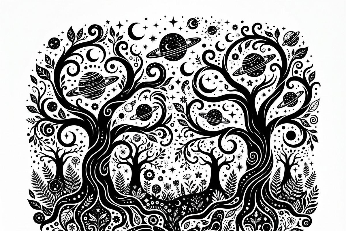 50 Mystical Galaxy Forest Silhouette, a Technology Illustration by Amazin_art (Photo 34 of 34)
