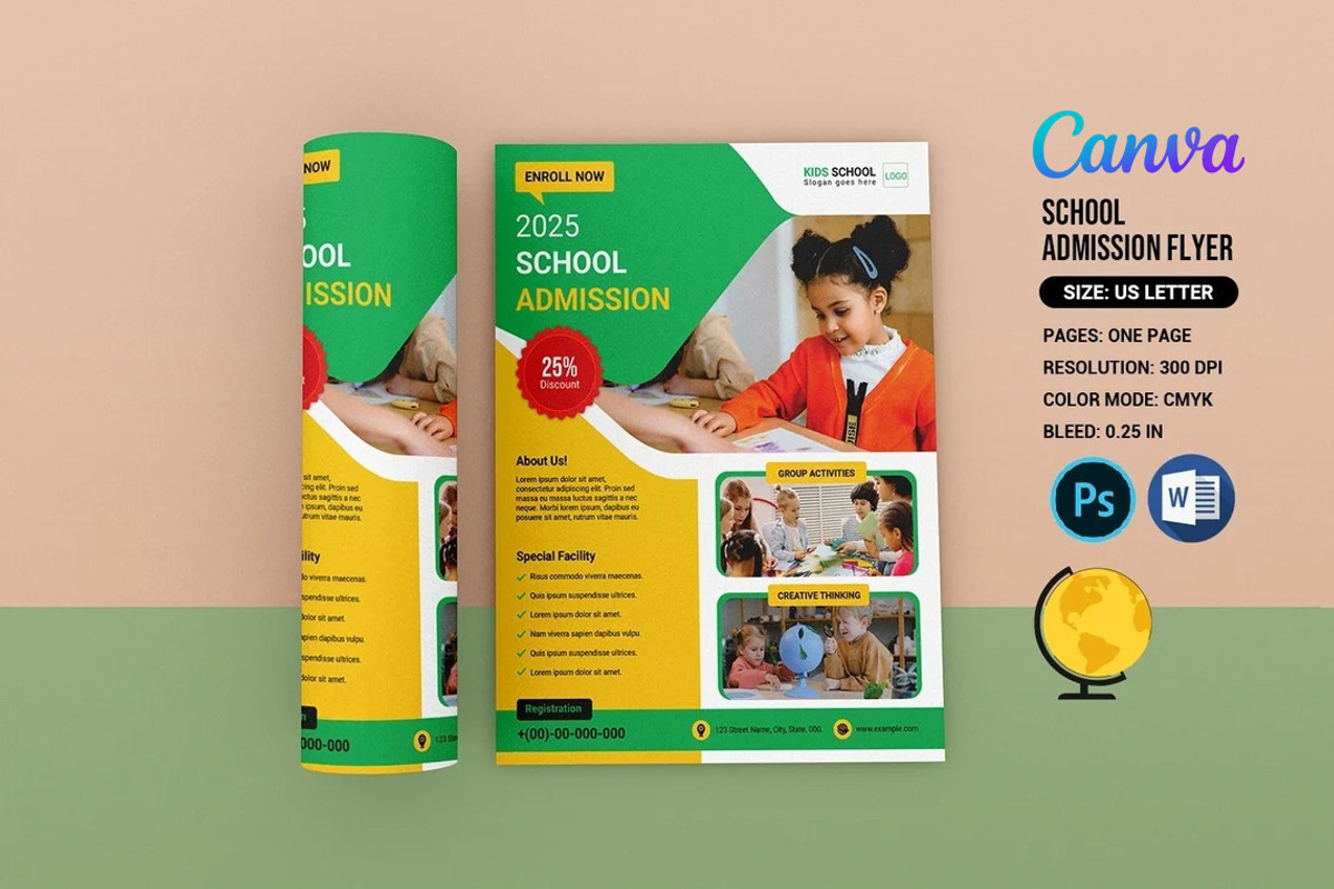 School Admission Flyer, a Flyer Template by retrographix (Photo 1 of 4)