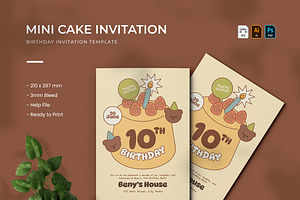Mini Cake - Birthday Invitation, an Invitation Template by VUNIRA