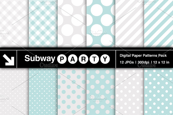 Aqua Blue Dots, Stripes & Gingham preview 2