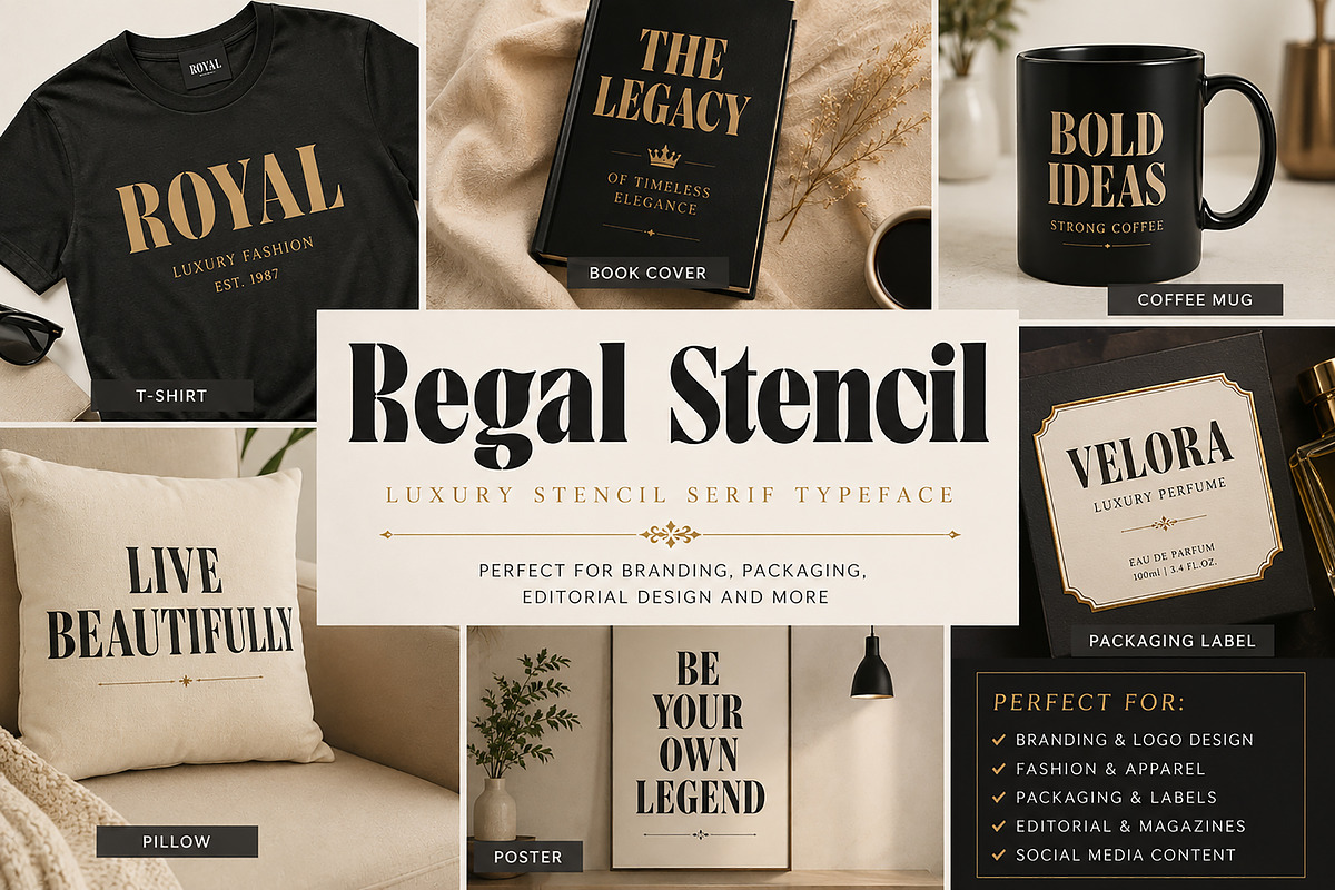 Regal Stencil, a Serif Font by Wow Magic (Photo 5 of 5)