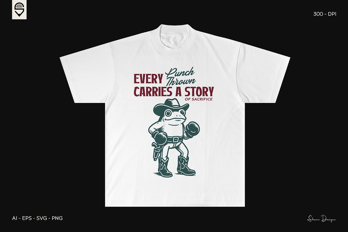 Vintage Cowboy Boxer Frog T-Shirt, an Animal Illustration by shaondesigns (Photo 2 of 4)