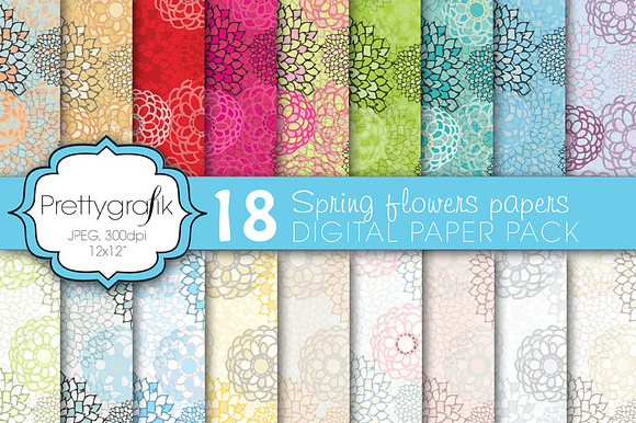 flower digital paper, commercial use preview 2