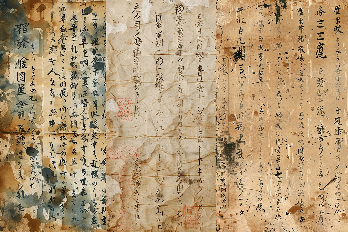 Japanese Calligraphy Digital Papers, a Background Graphic by BonaDesigns (Photo 3 of 4)