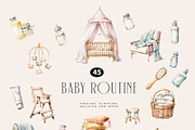 Baby Shower Watercolor Clipart, a Decorative Illustration by Sunshine Art (Thumbnail 6 of 15)