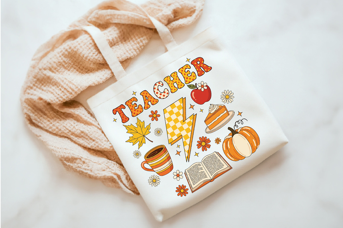 Fall Teacher PNG, Retro Fall Png, an Illustration by Watercolor design (Photo 3 of 3)