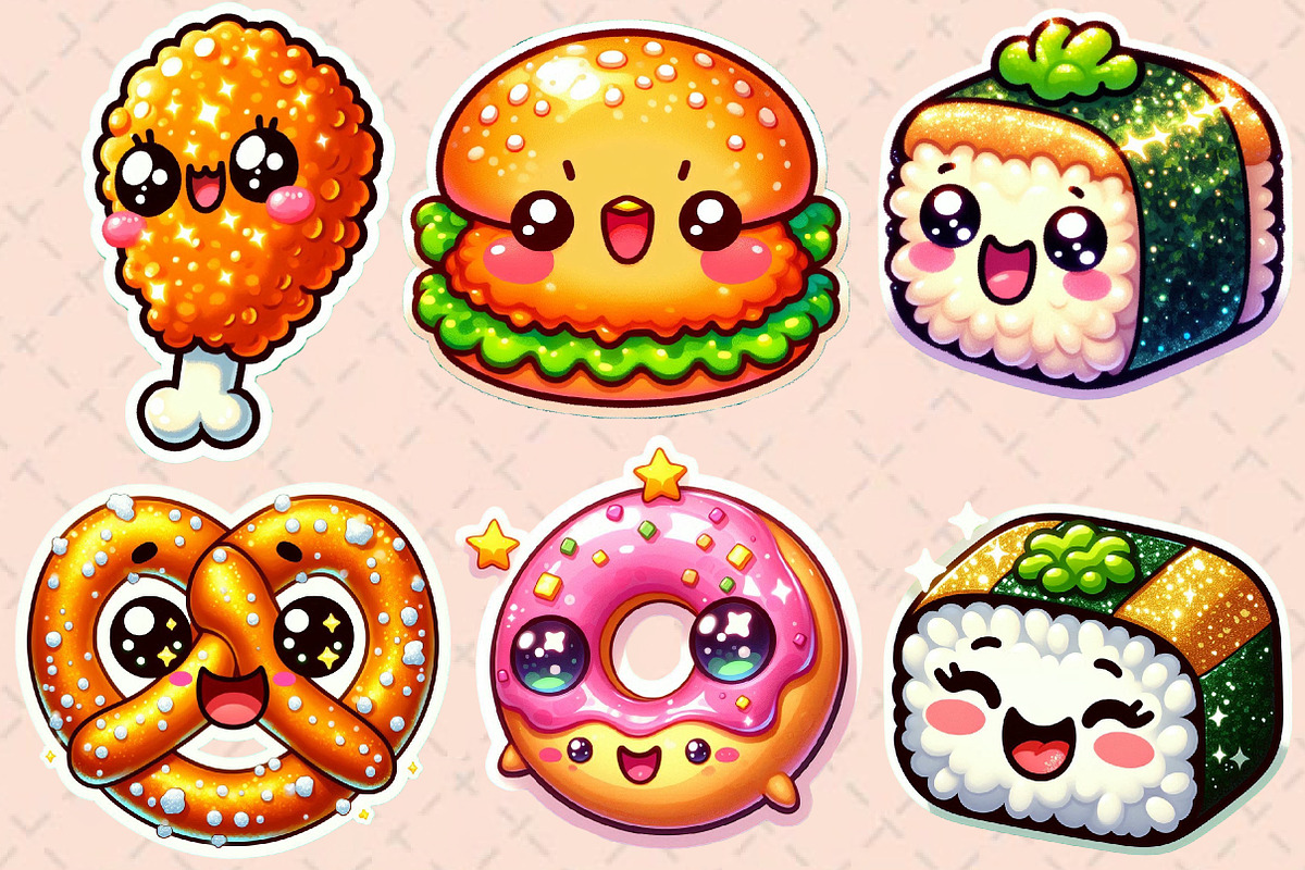 Fast Food Sticker Clipart Bundle, an Illustration by Designworld (Photo 3 of 5)