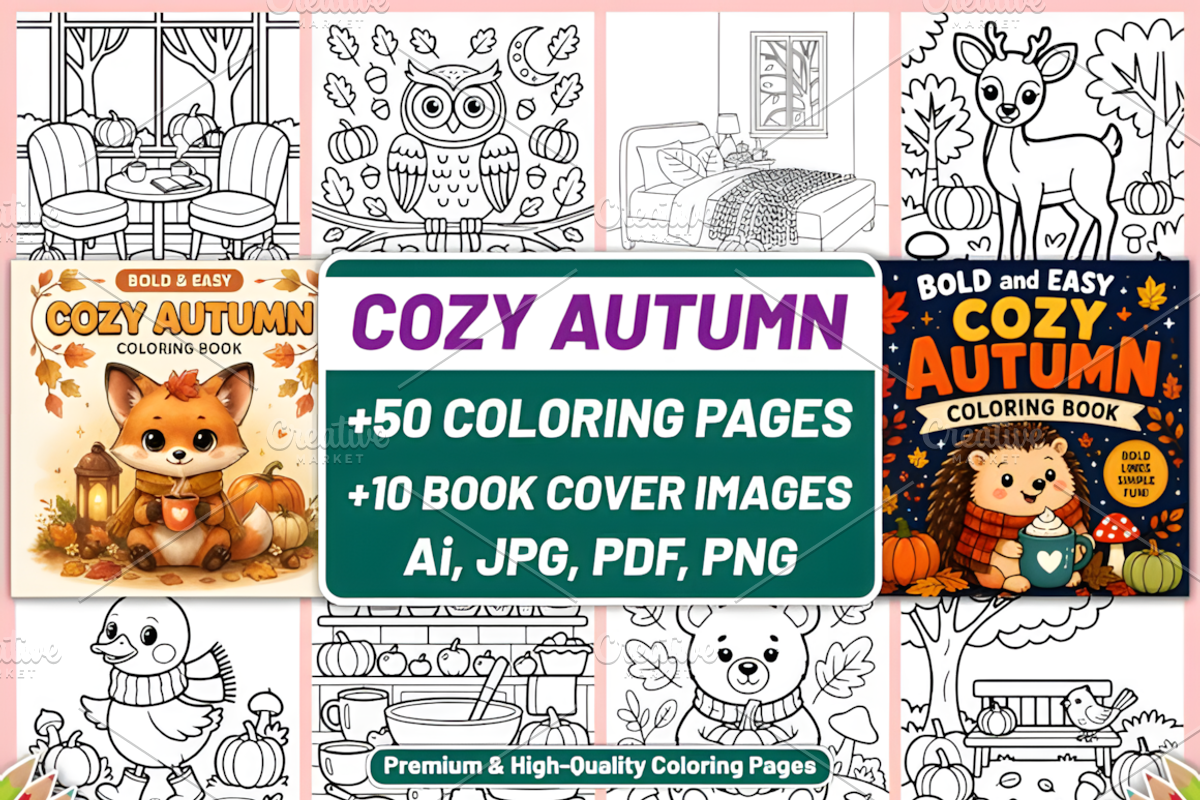BOLD EASY COZY AUTUMN COLORING, a Seasonal Illustration by Coco Bloom (Photo 1 of 4)