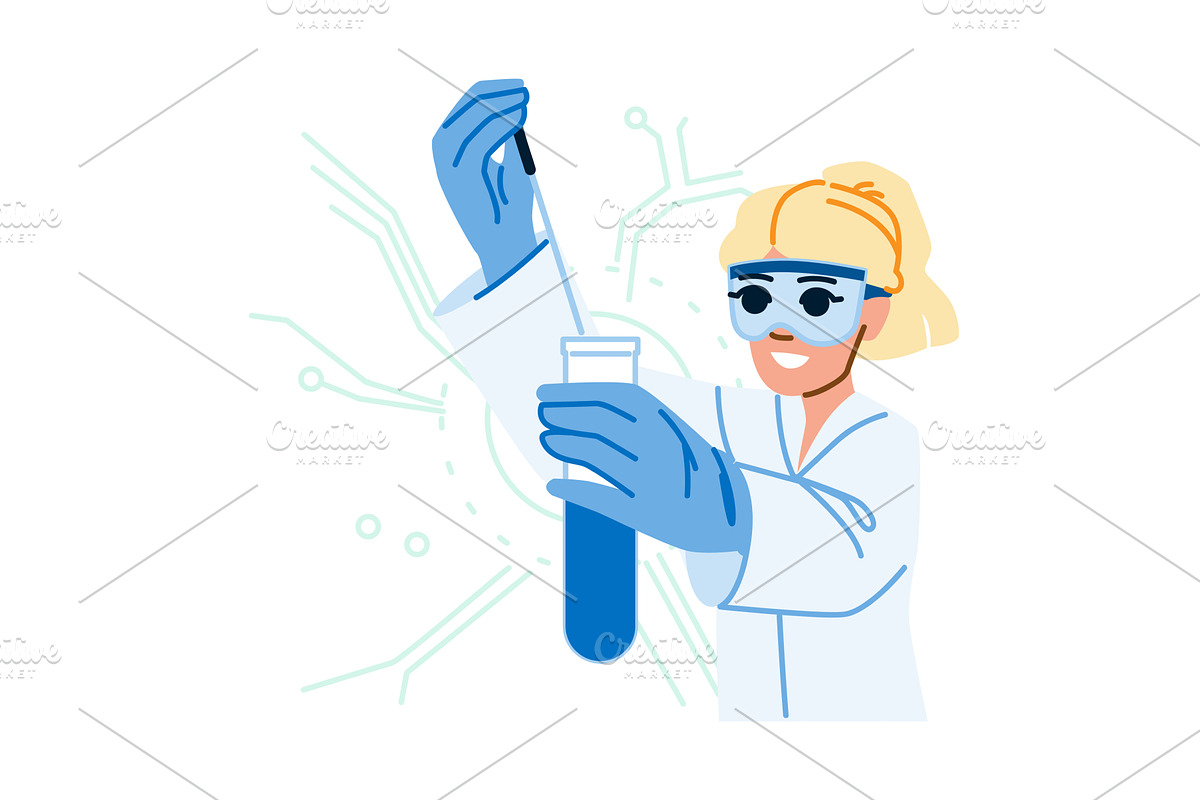 Scientist adding reagent to test, an Illustration by pikepicture