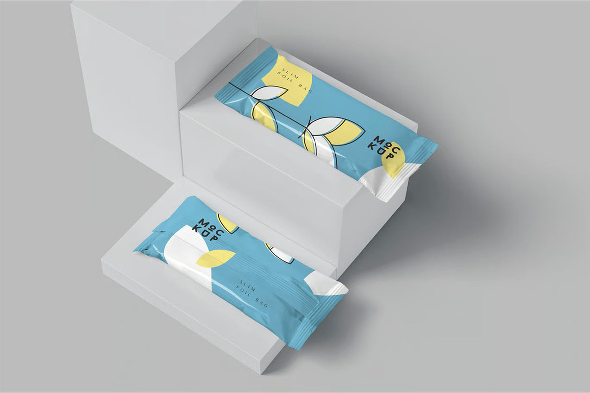 Small Slim Foil Bag Mockups, a Packaging Mockup by megostudi0 (Photo 7 of 7)