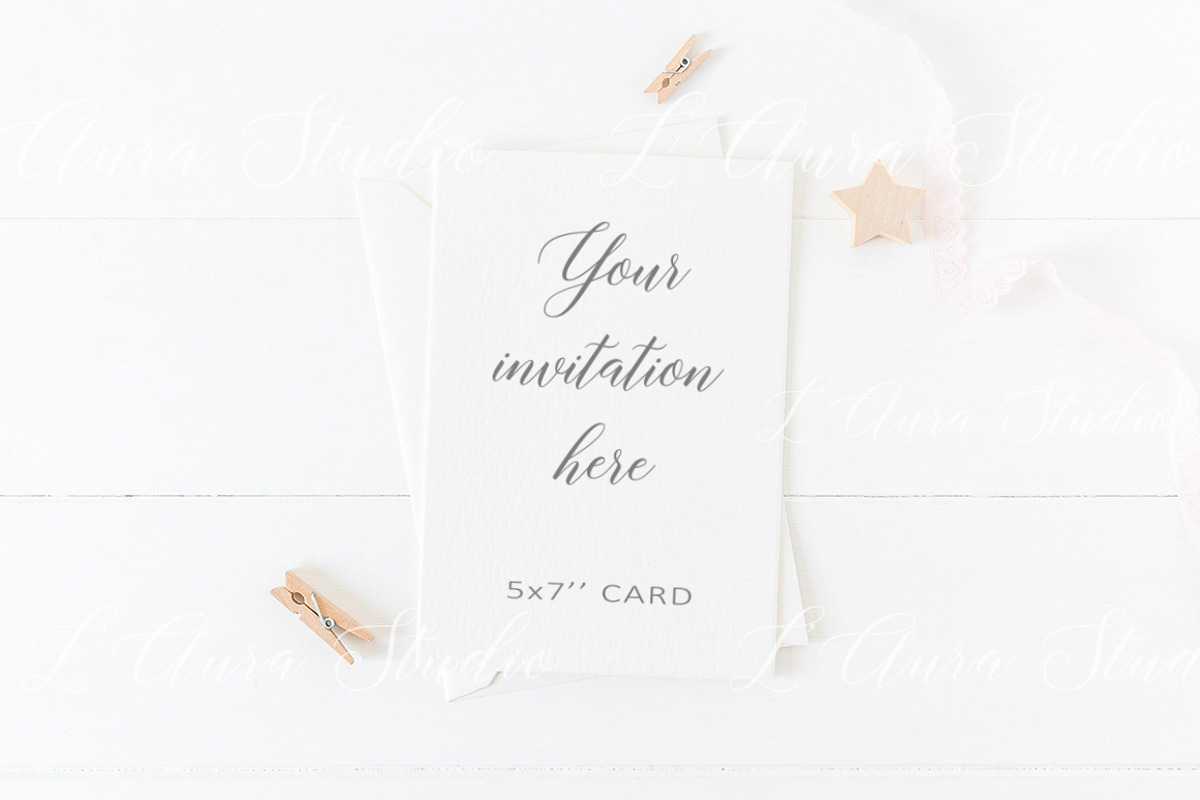 Stationery mockup - 5x7'' wedding, a Print Template by L'Aura Studio