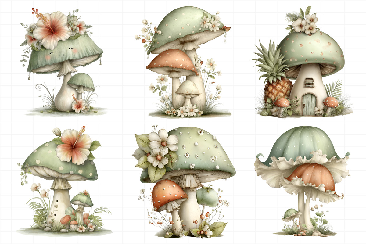 Whimsical Summer Mushroom Clipart, an Illustration by Daily.Designs (Photo 5 of 7)