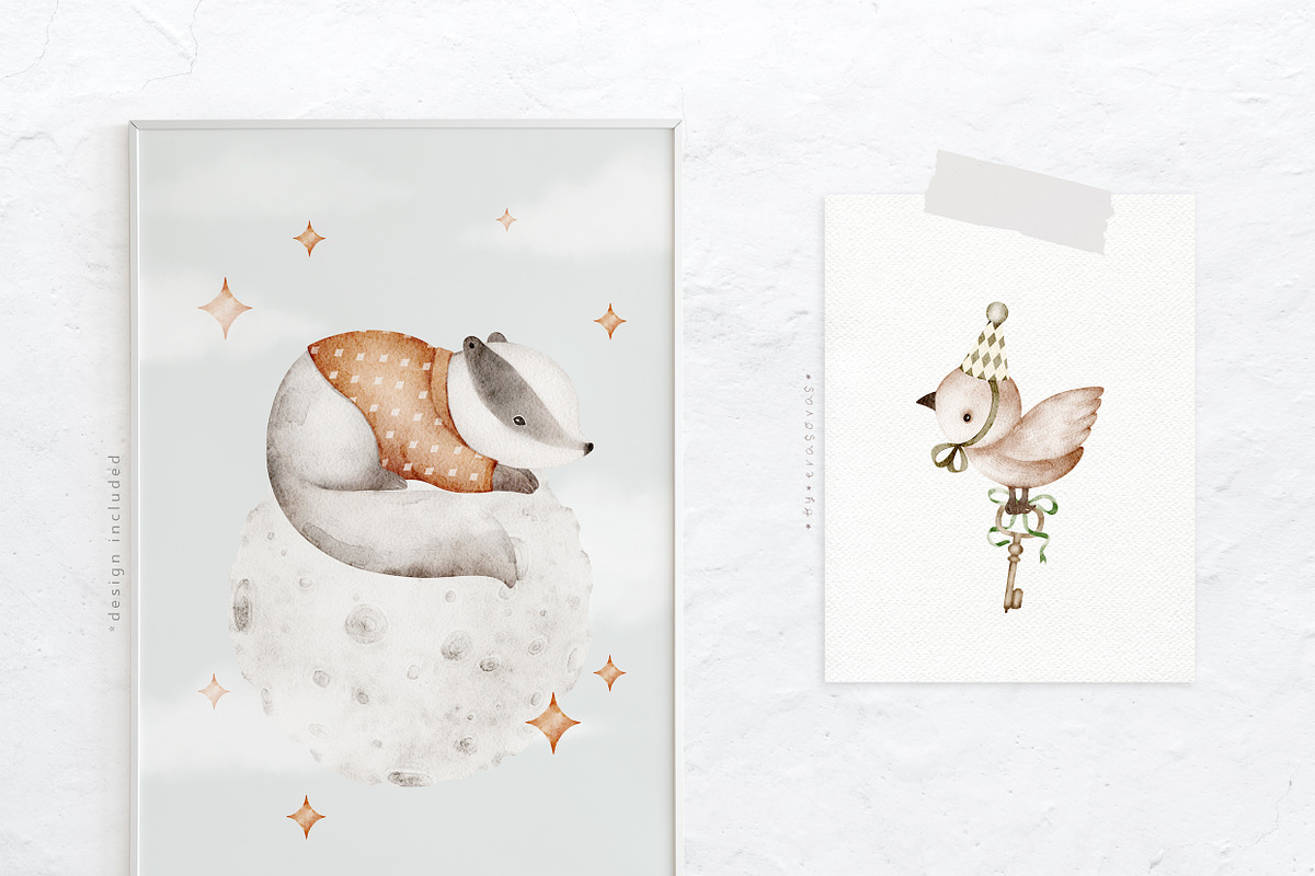 OVER THE MOUNTAINS watercolor set, an Animal Illustration by erasovas (Photo 2 of 8)