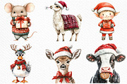 Watercolor Cute Christmas Characters, an Illustration by Craft Nest (Thumbnail 5 of 6)