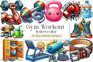 Gym Workout Sublimation Clipart, an Illustration by DreamArtGraphic
