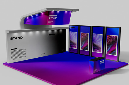 Exhibition Stand with Video Wall Moc, a Merchandise Mockup by Mego-studio