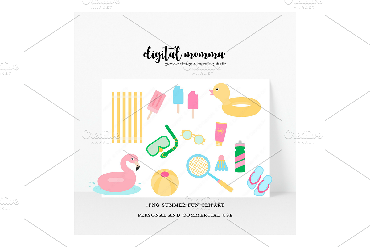 Summer Fun Clipart, PNG Graphics, a Graphic by Digital Momma