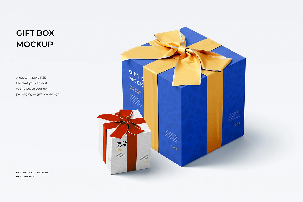 High Quality Gift Box Mockup, a Packaging Mockup by zpackcreative (Photo 1 of 8)