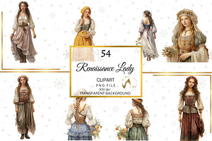 Renaissance Lady Watercolor Clipart